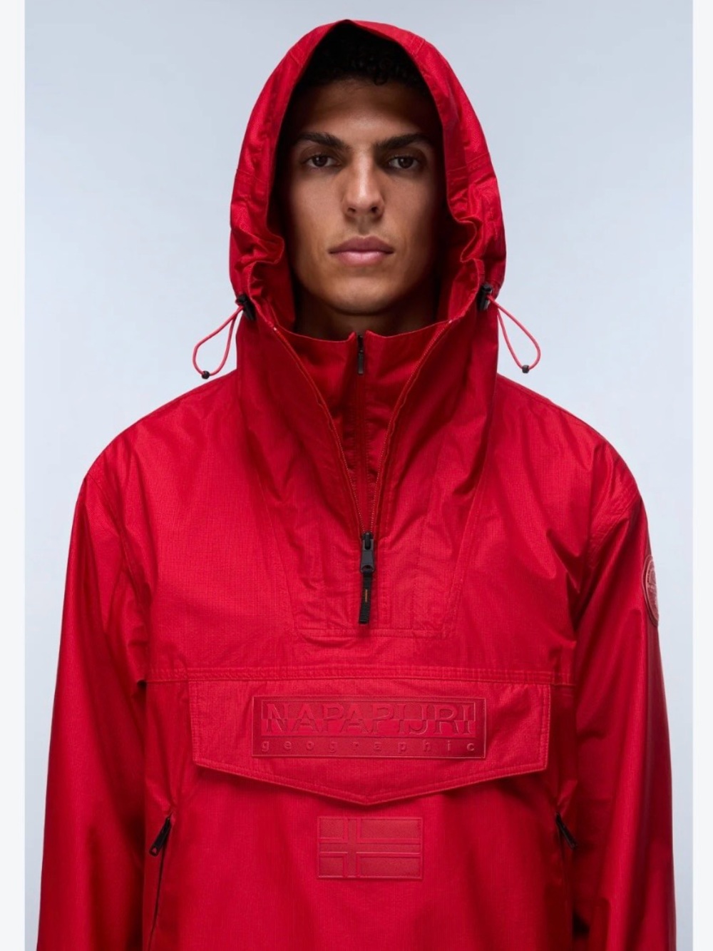 Napapijri Men's Red Hooded Anorak Jacket NWT Size Large